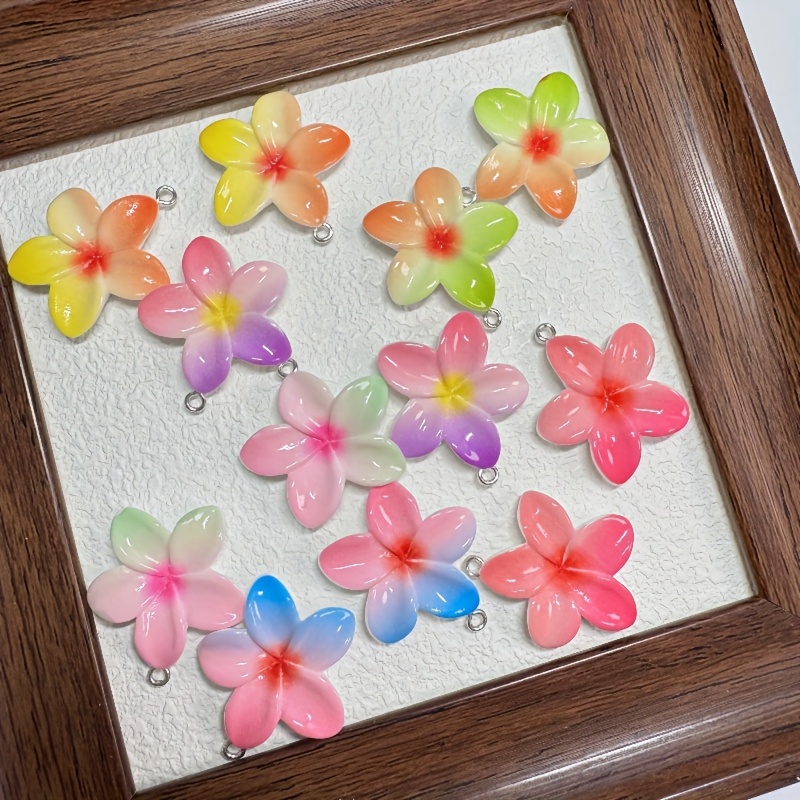12pcs Multicolor Flower Resin Pendants for DIY Jewellery Making